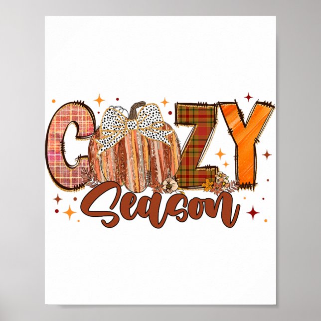 Retro Cosy Season Pumpkin Bow Dies ist die Saison  Poster (Vorne)