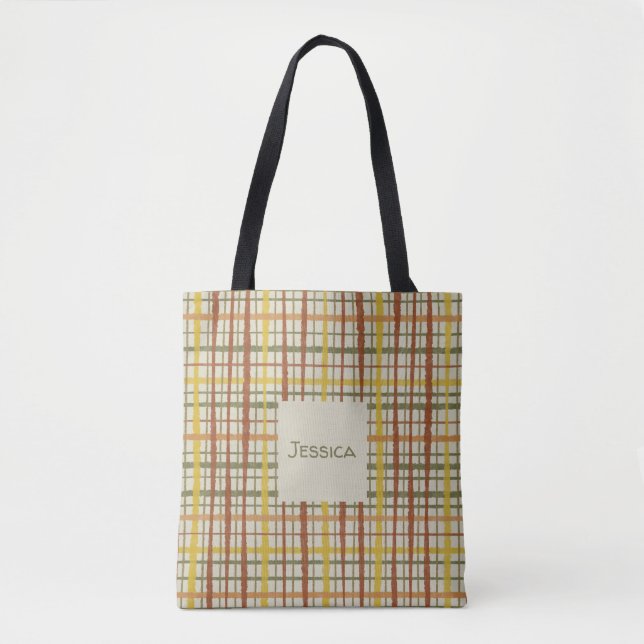 Retro-Cotattecore-Kariertes Muster Personalisiert Tasche (Vorderseite)