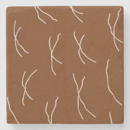 Retro Cottage Abstract Sketchy Lines Dark Brown Steinuntersetzer