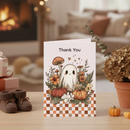 Retro Cottagecore Halloween Baby Dusche Danke Karte