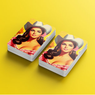 Retro-Country-Frau Spielkarten