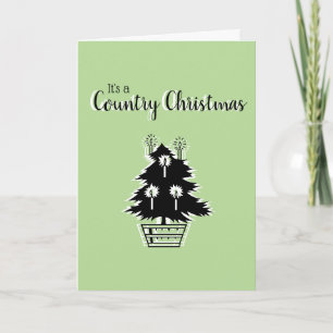 Retro Country Weihnachtsbaum Grün individuell anpa Feiertagskarte