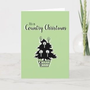 Retro Country Weihnachtsbaum Grün individuell anpa Feiertagskarte