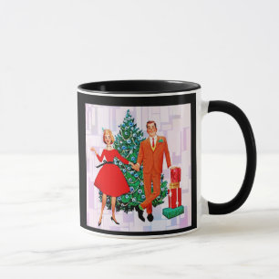 RETRO COUPLE 1950's NOËL CAFÉ MUG