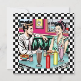 Retro-Couple aus den 50er Jahren bei Diner Blank Karte