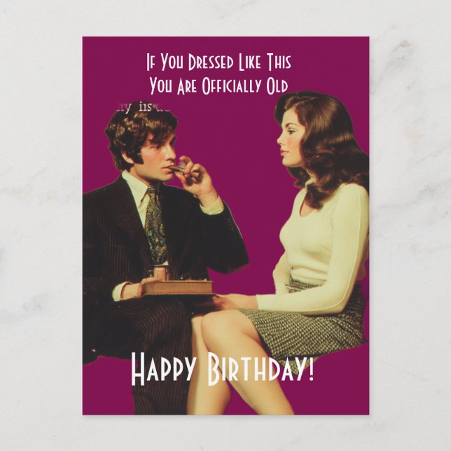 Retro Couple Happy Birthday Postkarte (Vorderseite)