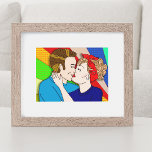 Retro Couple Kissing Pop Art Style Poster<br><div class="desc">50er Jahre küsst das Paar Retro-Pop Kunsthandwerk handgezeichnete Kunstwerke.</div>