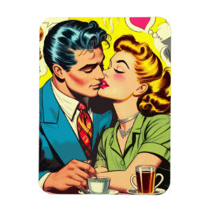 Retro Couple Liebe Comic Magnet