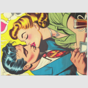 Retro Couple Liebe Comic Seidenpapier
