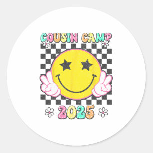 Retro-Cousin-Camp 2025 Familienurlaub Sommercamp Runder Aufkleber