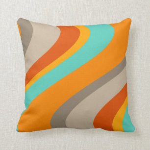 Rétro coussin de vagues géniales - orange et