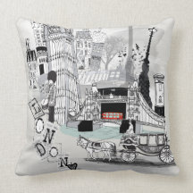 Rétro coussin imprimé de Londres par ville