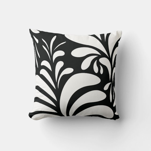 Rétro coussin moderne blanc noir de remous (Recto)