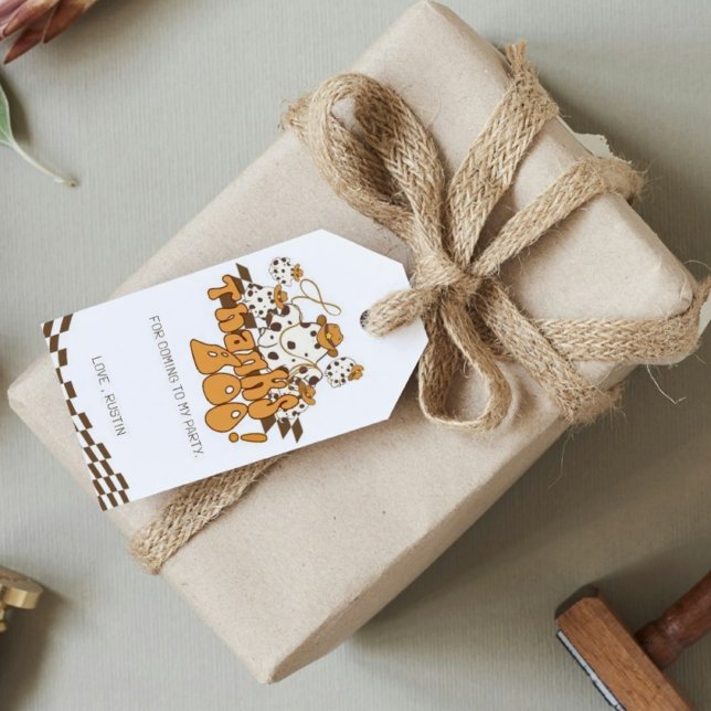 Retro Cowboy Halloween Karo Pattern Danke Boo Geschenkanhänger (Von Creator hochgeladen)