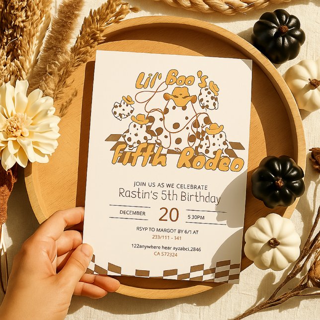 Retro Cowboy Halloween Schachbrettmuster Geburtsta Einladung (Von Creator hochgeladen)