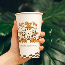 Retro Cowboy Halloween Schachbrettmuster Geburtsta Pappbecher