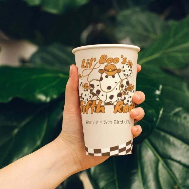 Retro Cowboy Halloween Schachbrettmuster Geburtsta Pappbecher (Von Creator hochgeladen)