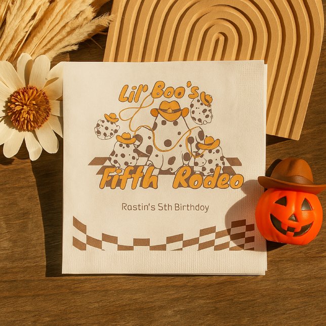 Retro Cowboy Halloween Schachbrettmuster Geburtsta Serviette (Von Creator hochgeladen)