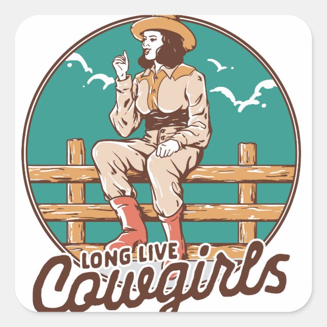 Retro Cowgirl Charm: T - Shirt und Sticker Design (Vorderseite)
