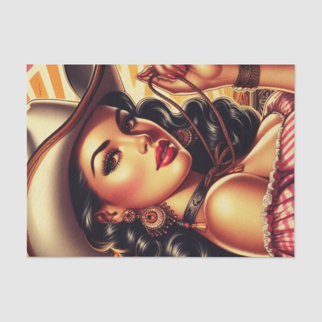 Retro Cowgirl Seidenpapier (Vorderseite)