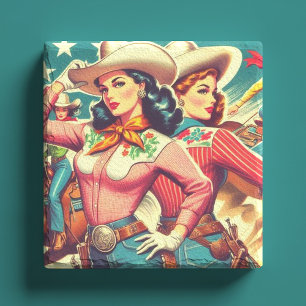 Retro-Cowgirls Pin-ups Steinuntersetzer