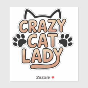 Retro Crazy Cat Lady Typografy Design Aufkleber