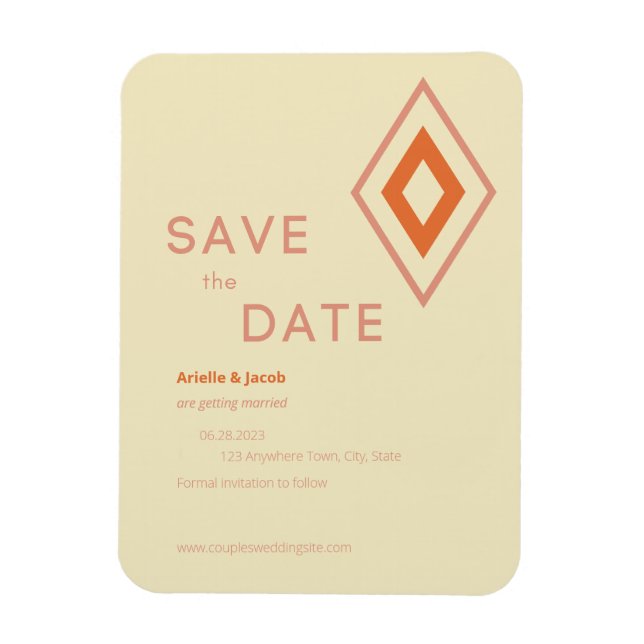 Retro Cream & Burnt Orange Geometric Modern Magnet (Vertikal)