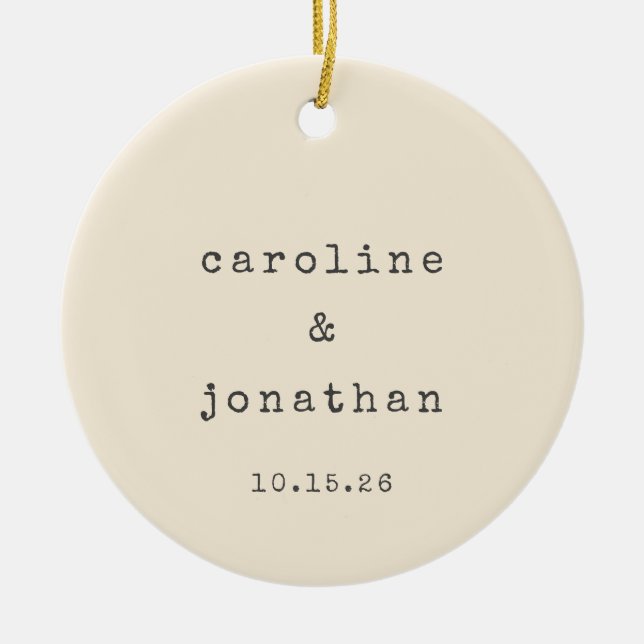 Retro Cream Schreibmaschine Custom Wedding Foto Keramik Ornament (Vorne)