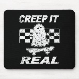 Retro Creep It Real Ghost Halloween Mens Kids Mousepad