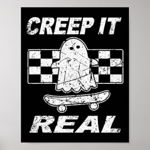 Retro Creep It Real Ghost Halloween Mens Kids Poster