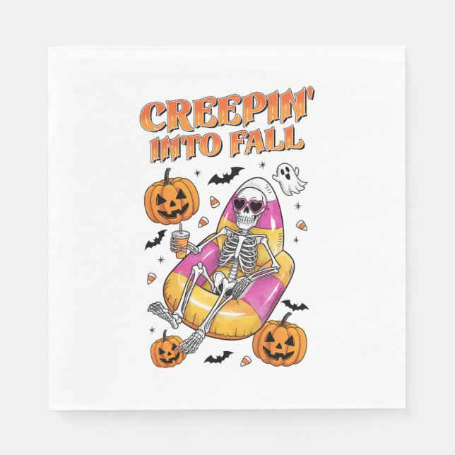 Retro Creepin in HerbstHalloween Serviette (Vorderseite)