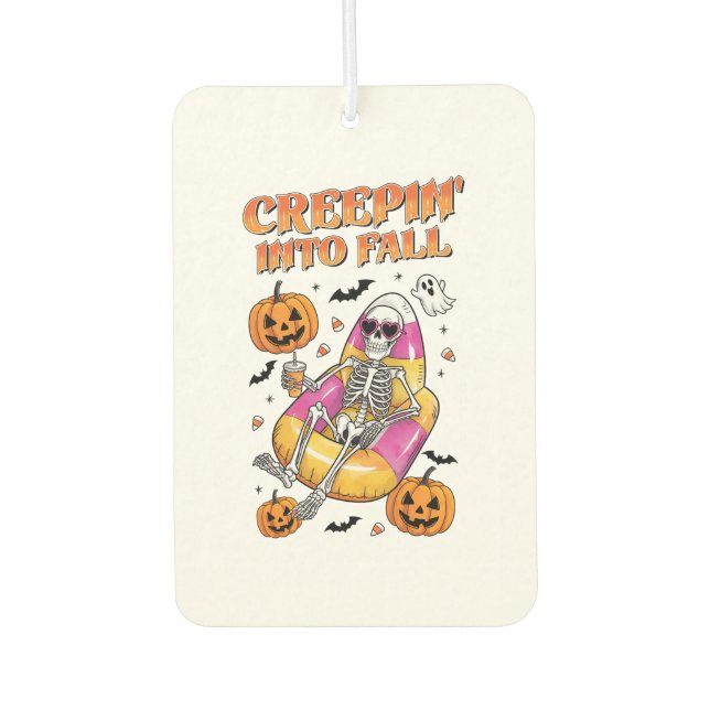 Retro Creepin into Fall Halloween Autolufterfrischer (Vorderseite)
