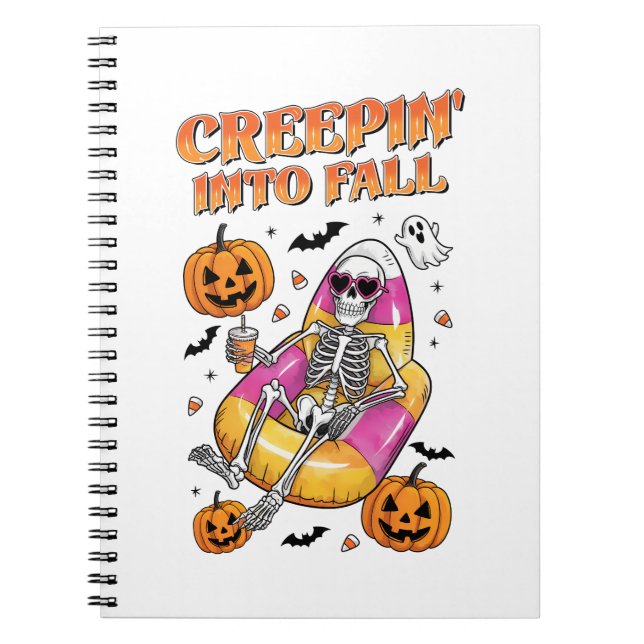 Retro Creepin into Fall Halloween Notizblock (Vorderseite)