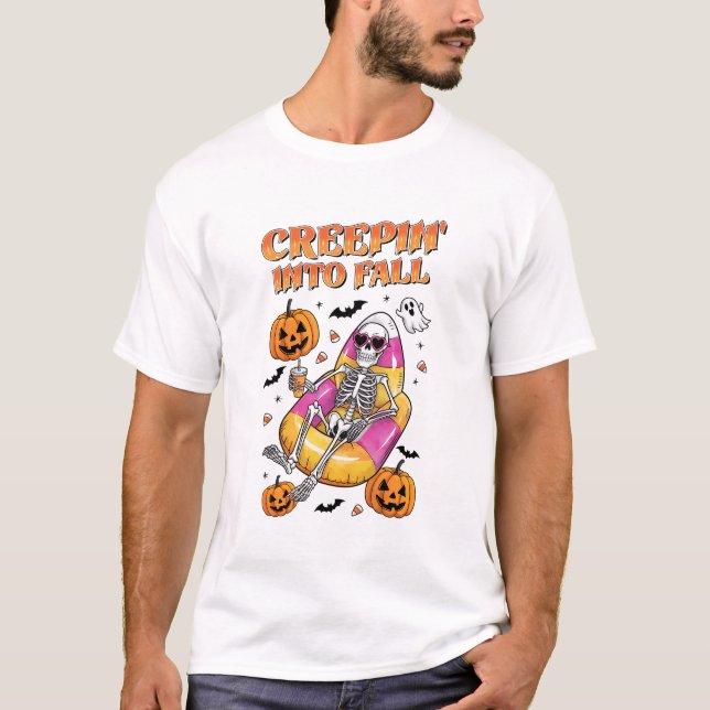 Retro Creepin into Fall Halloween T-Shirt (Vorderseite)