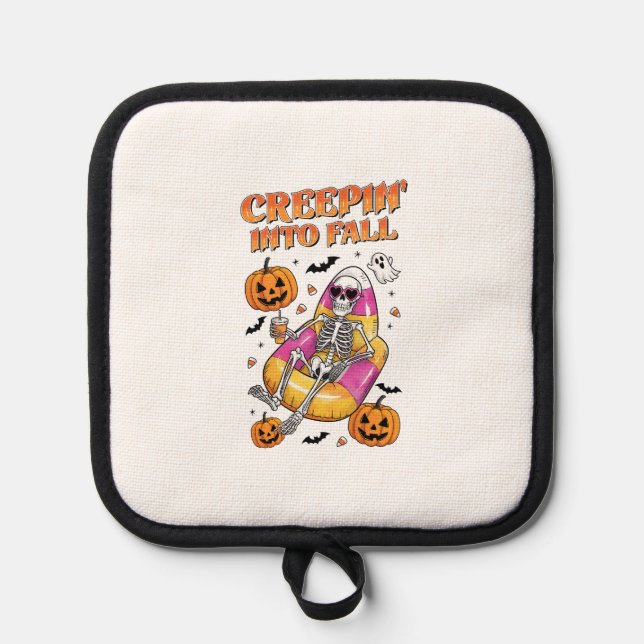 Retro Creepin into Fall Halloween Topflappen (Vorderseite)