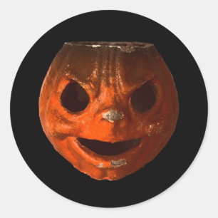 Retro Creepy Halloween Vintages Kürbisgesicht Runder Aufkleber