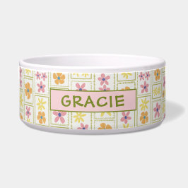 Retro-Creme-Patchwork-Blumenmuster großes individu Napf