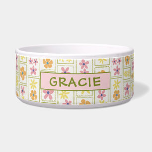 Retro-Creme-Patchwork-Blumenmuster großes individu Napf