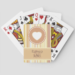 Retro Creme und TAN genähte Herz-Valentinsgrüße Spielkarten