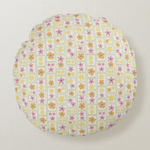 Retro-Cremepatchwork-Blumen 40,6 cm Rundes Kissen