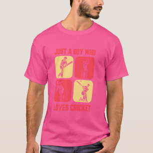 Retro Cricket Ball Cricket Player Cricketkids T-Shirt