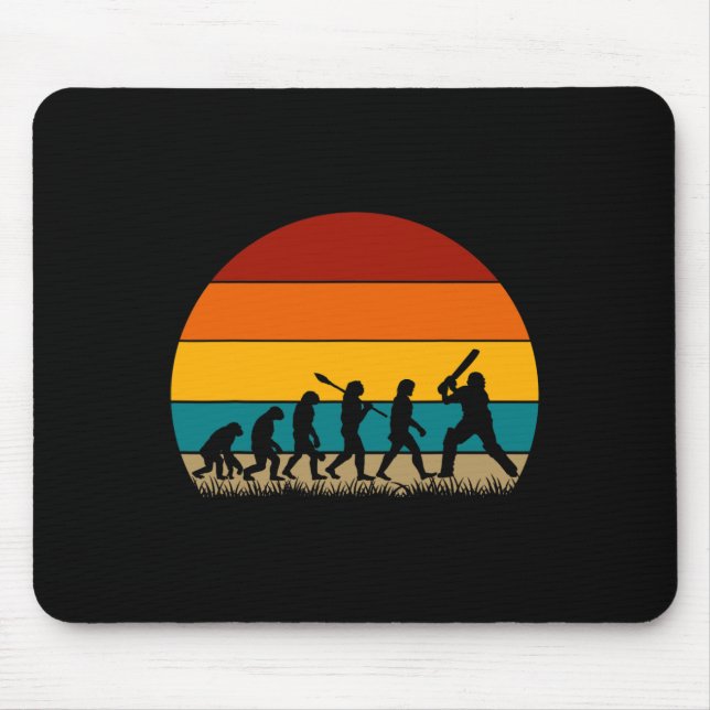 Retro Cricket Evolution - Lustiges Cricket  Mousepad (Vorne)