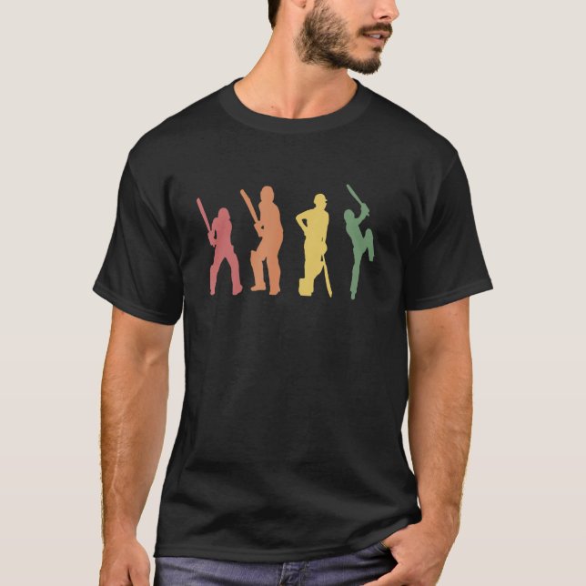 Retro Cricket Player Vintag Cricketgerät T-Shirt (Vorderseite)