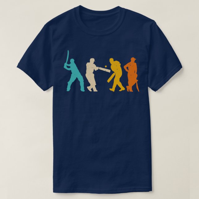 Retro Cricket Player Vintag Cricketspielerprogramm T-Shirt (Design vorne)