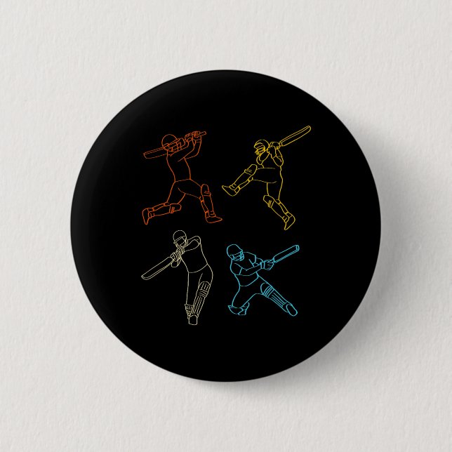 Retro Cricketspieler-Position Cricket-Liebhaber  Button (Vorderseite)