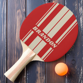 Retro Crimson Board Streifen mit Namen Tischtennis Schläger