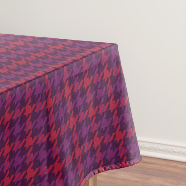 Retro-Crimson-lila Hahnentrittmuster kariertes Mus Tischdecke (Beispiel)