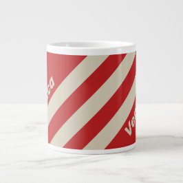 Retro Crimson Three Stripes with Name Jumbo-Tasse