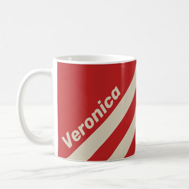 Retro Crimson Three Stripes with Name Kaffeetasse (Links)