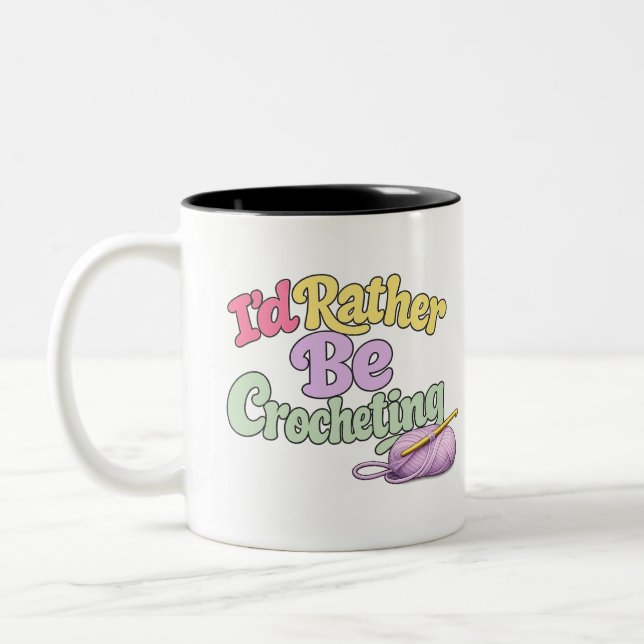 Retro Crochet Style Two-Tone Coffee Mug (Gauche)